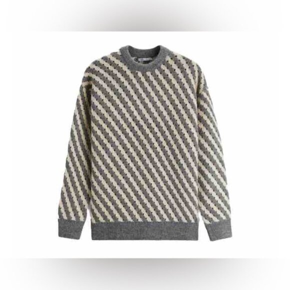 NWT ZARA Openwork Striped Pullover Knit Sweater‎ Open structure spun fabric Sz L - Picture 4 of 13